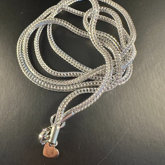 ✨ 38” GM Stainless Steel Rope Chain Necklace | Silver-Tone Long Layering Chain - Picture 2 of 3